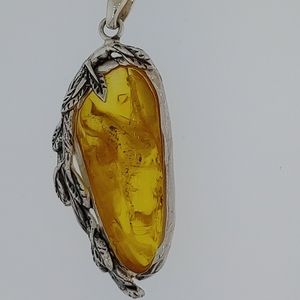 Sterling Silver One of a Kind Amber Necklace